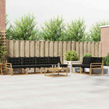 vidaXL Buiten bankenset 7 st Wit en zwart, Verzenden, Nieuw