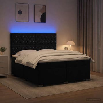 vidaXL Boxspringbed met matras Zwart 200 x 200 cm Fluweel, Verzenden, Zwart, Stof, Nieuw