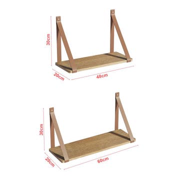 Wandplank Utsira set van 2 bruin en eikenkleurig [en.casa], Verzenden, Nieuw