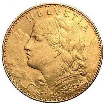 Zwitserland. 10 Francs 1913 Swiss Gold 10 Francs Vreneli