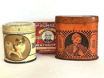 Blikken doos - Drie antieke vintage blikken Snuif doosjes __