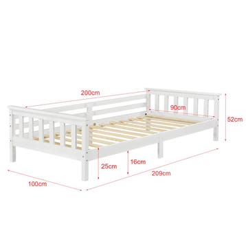 Kinderbed Nuuk met matras en uitvalbeveiliging 90x200 wit, Verzenden, Nieuw