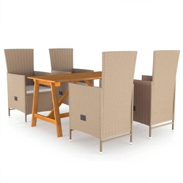 vidaXL 5-delige Tuinset beige, Verzenden, Nieuw, 4 zitplaatsen, Tuinset