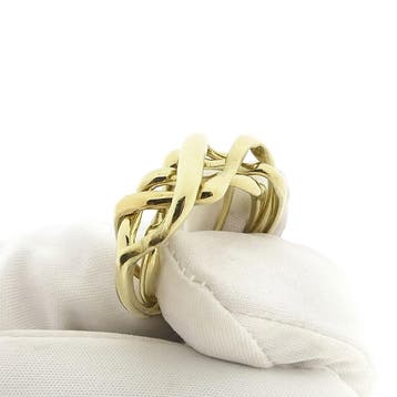 Gouden puzzel ring, Gebruikt, 19 tot 20, Ophalen of Verzenden, Dame