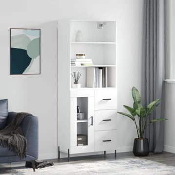 vidaXL buffetkast 69,5x34x180 cm bewerkt hout wit, Minder dan 50 cm, Verzenden, Nieuw, Minder dan 100 cm