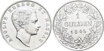 Gulden 1845 Nassau Adolph 1839-1866, Verzenden