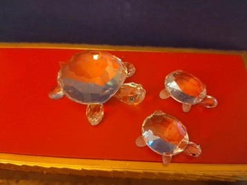 Swarovski - Beeldje - Schildpad en schildpad babys -