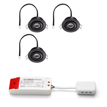Set LED-inbouwspot Piccolo zwart 3W dimbaar  3-6 stuks, Nieuw