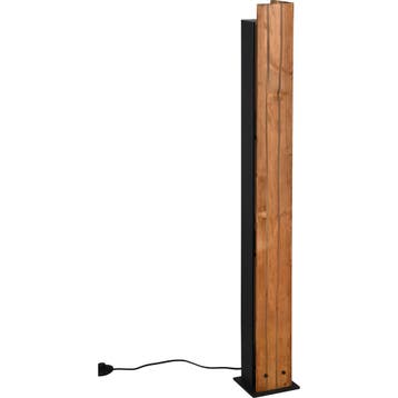 LED Vloerlamp - Trion Nuri - E27 Fitting - Vierkant - Bruin, Huis en Inrichting, Ophalen of Verzenden, Nieuw, Metaal, Overige fittingen
