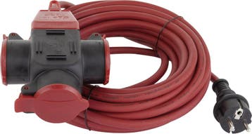 Verlengsnoer met splitter - 3 voudig - 10 meter - H07RN-F, Ophalen of Verzenden, Nieuw