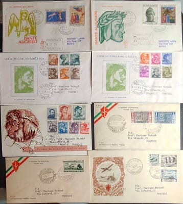 Italië 1952/1972 - 100+ Buste Primo Giorno (FDC) 1952-1972, Gestempeld