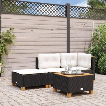 vidaXL Tuinkruk met kussen 63,5x56x32 cm poly rattan zwart, Verzenden, Nieuw, Rotan