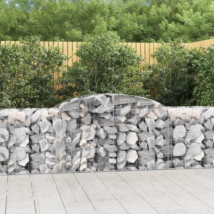vidaXL Schanskorven 4 st gewelfd 300x50x80/100 cm, Tuin en Terras, Bloembakken en Plantenbakken, 100 cm of meer, Nieuw, Metaal