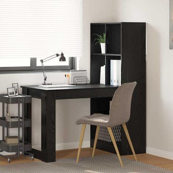 vidaXL Bureau Zwart Eiken Bewerkt hout 122 x 67 x 145 cm, Verzenden, Nieuw
