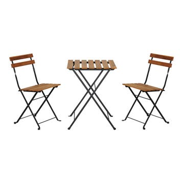 Bistroset Bovino 3-delig tuintafel met 2 tuinstoelen zwart e, Tuin en Terras, Verzenden, Nieuw