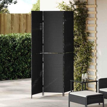 vidaXL Kamerverdeler Zwart 146 x 180 cm poly rattan, Huis en Inrichting, Verzenden, Nieuw