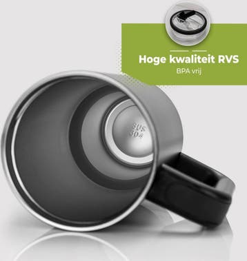 HI NATURE™ Luxe RVS Thermosbeker met Handvat en Rietje 1.2, Ophalen of Verzenden, Zo goed als nieuw