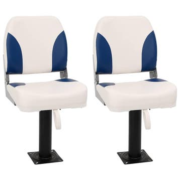 vidaXL Bootstoel 2 set inklapbaar 41x36x48 cm blauw en wit, Verzenden, Nieuw