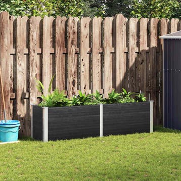 vidaXL Plantenbak verhoogd 200x50x54 cm HKC grijs, 100 cm of meer, Verzenden, Nieuw, Hout