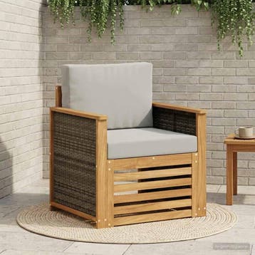 vidaXL Buiten Midden Sofa Naturel, Tuin en Terras, Tuinsets en Loungesets, Verzenden, Nieuw