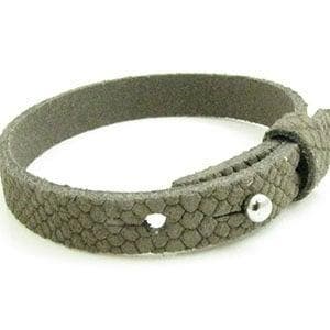 1 x Cuir Armband DQ Suede 8 x 2,2mm Reptiel Taupe c.a. 22cm, Ophalen of Verzenden, Nieuw, Overige typen