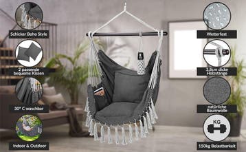 Hangstoel Indoor Outdoor Antraciet 170x100x150cm (Stoelen), Verzenden, Nieuw