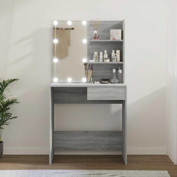 vidaXL Kaptafel met LED-verlichting 74,5x40x141 cm grijs, Verzenden, Nieuw