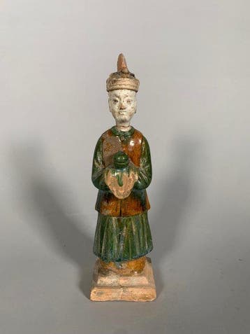 Oud-Chinees, Ming-dynastie Terracotta dienaar - 19 cm