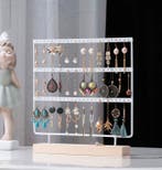 3-Lagen Oorbellenrekje - Zwart, wit of goud - 72 gaatjes rek, Verzenden, Nieuw