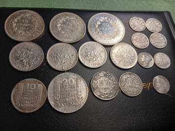 Frankrijk, Verenigde Staten. Collection of silver coins, Postzegels en Munten, Munten | Europa | Niet-Euromunten