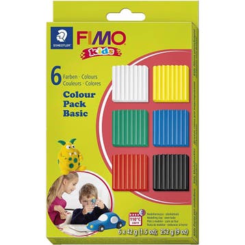FIMO® Kids Boetseerklei, standaardkleuren, 6x42 gr/ 1 doos, Nieuw