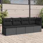 vidaXL Tuinbank met kussens 4-zits zwart poly rattan, Verzenden, Nieuw, Rotan