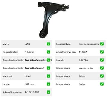 Draagarm Vauxhall Astra FAS7.1 () Van 1991-09 tot 1998-02 -, Verzenden, Nieuw