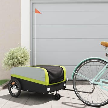 vidaXL Fietstrailer 45 kg ijzer zwart en groen, Verzenden, Nieuw