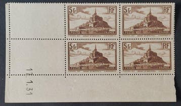 Frankrijk 1929/32 - Mont Saint-Michel, type II, blok van 4, Gestempeld