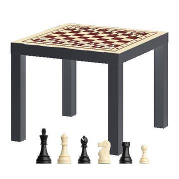 IKEA Lack tafeltje met schaakbordprint - inclusief stukken, Een of twee spelers, Verzenden, Nieuw, Specialprinting.nl