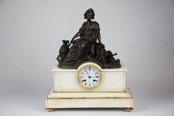 Figurale pendule Napoleon III Brons, Marmer - 1850-1900, Antiek en Kunst