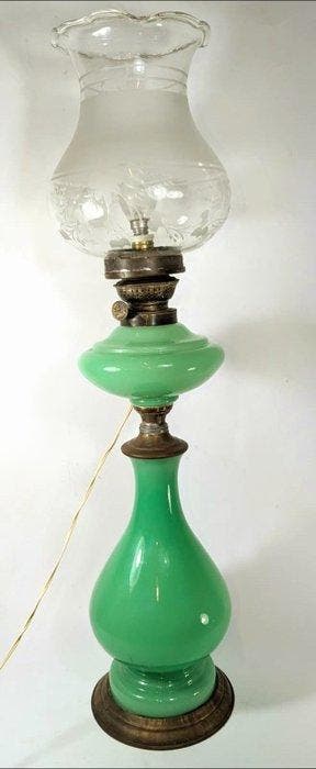 Lamp - Opaline glas - Kerosine elektrisch gemaakt