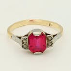 Ring - 14 karaat Geel goud, Witgoud Diamant (Natuurlijk) -, Nieuw