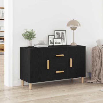 vidaXL Dressoir 100x36x60 cm spaanplaat zwart eikenkleurig, Verzenden, Nieuw, Overige houtsoorten