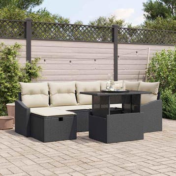 vidaXL Tuin Sofa Set 7 st poly rattan, Verzenden, Nieuw, Rotan, 7 zitplaatsen