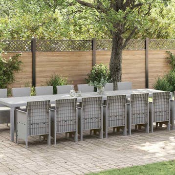 vidaXL Tuin Eettafelset met kussens 15 st Lichtgrijs PP, Verzenden, Nieuw, 5 zitplaatsen