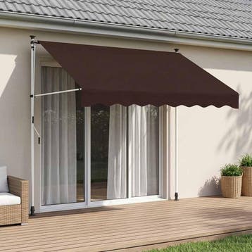 vidaXL Handmatig uitschuifbare luifel Bruin 200 cm, Verzenden, Nieuw