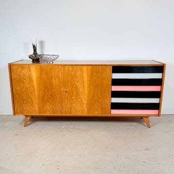 U460 sideboard met gekleurde lades, Jií Jiroutek, 150 tot 200 cm, Vintage, Ophalen of Verzenden, Zo goed als nieuw