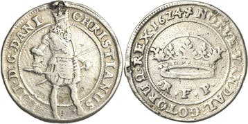 Krone (4 Mark) 1624, Denmark Christian Iv 1588-1648, Verzenden