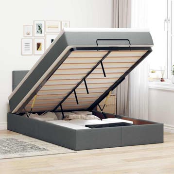 vidaXL Bed met matras 120x190 cm stof donkergrijs, Verzenden, Nieuw, 190 cm of minder, Twijfelaar