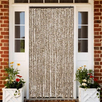 vidaXL Vliegengordijn 118x220 cm chenille beige en bruin, Verzenden, Nieuw, Beige