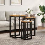 vidaXL Nesttafel 3 stuks Bruin Massief Teakhout, Huis en Inrichting, Tafels | Salontafels, Verzenden, Nieuw, Vierkant, Teakhout