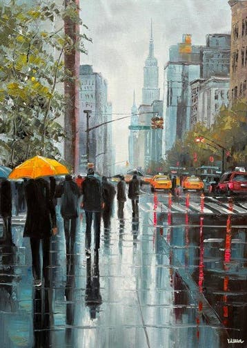 Andrea Valmor (1958) - Pioggia a Manhattan