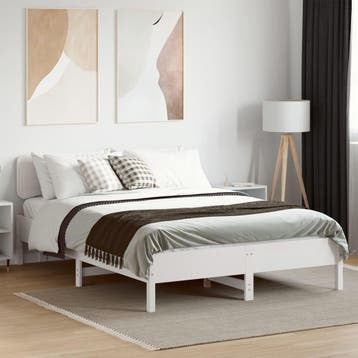 vidaXL Bedframe zonder matras massief grenenhout wit 140x200, Verzenden, Wit, 140 cm, 200 cm